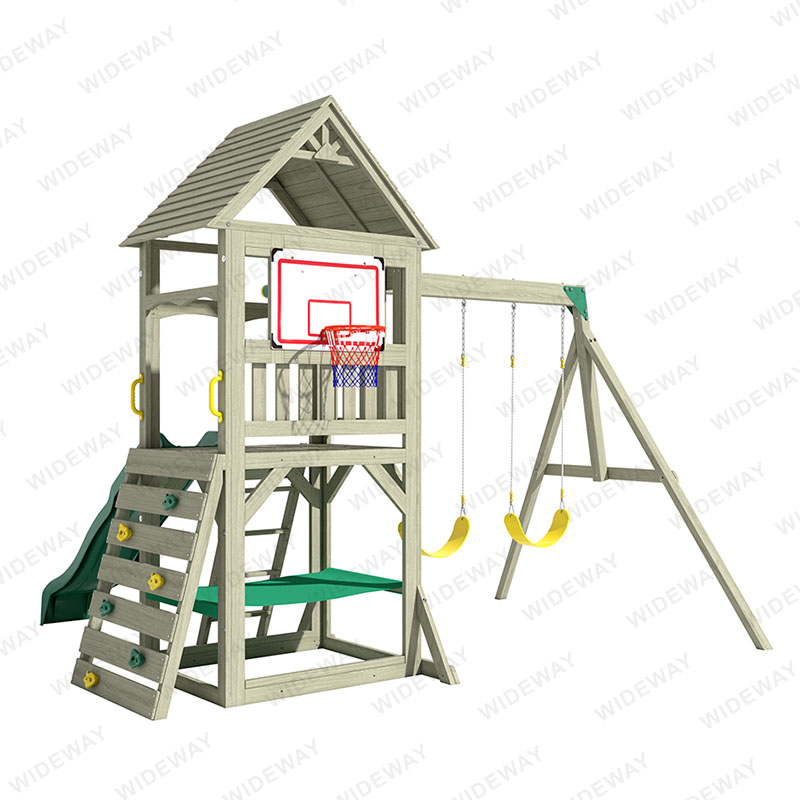 Carane akeh anak bisa muter ing Dragon-Casa Wooden Swing Set?